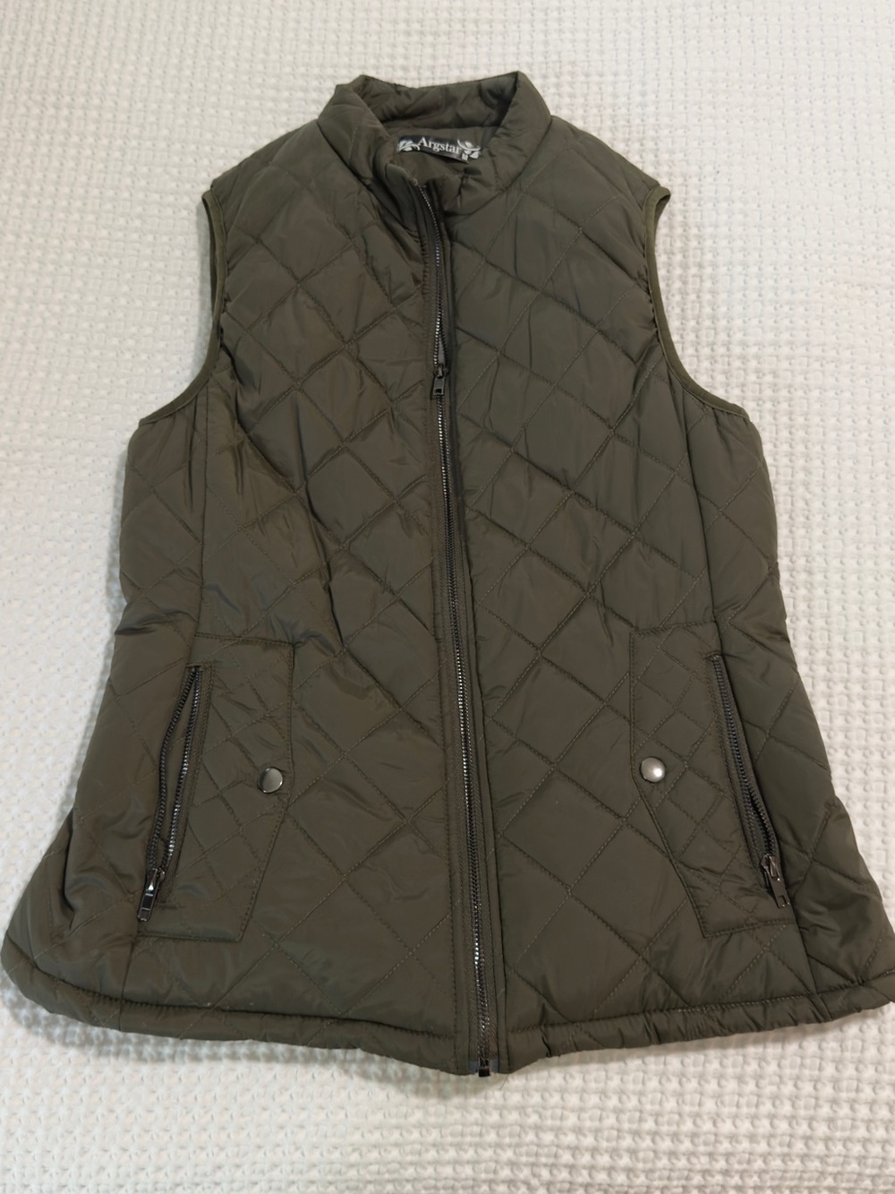 Quilted Sleeveless Vest - Olive Green